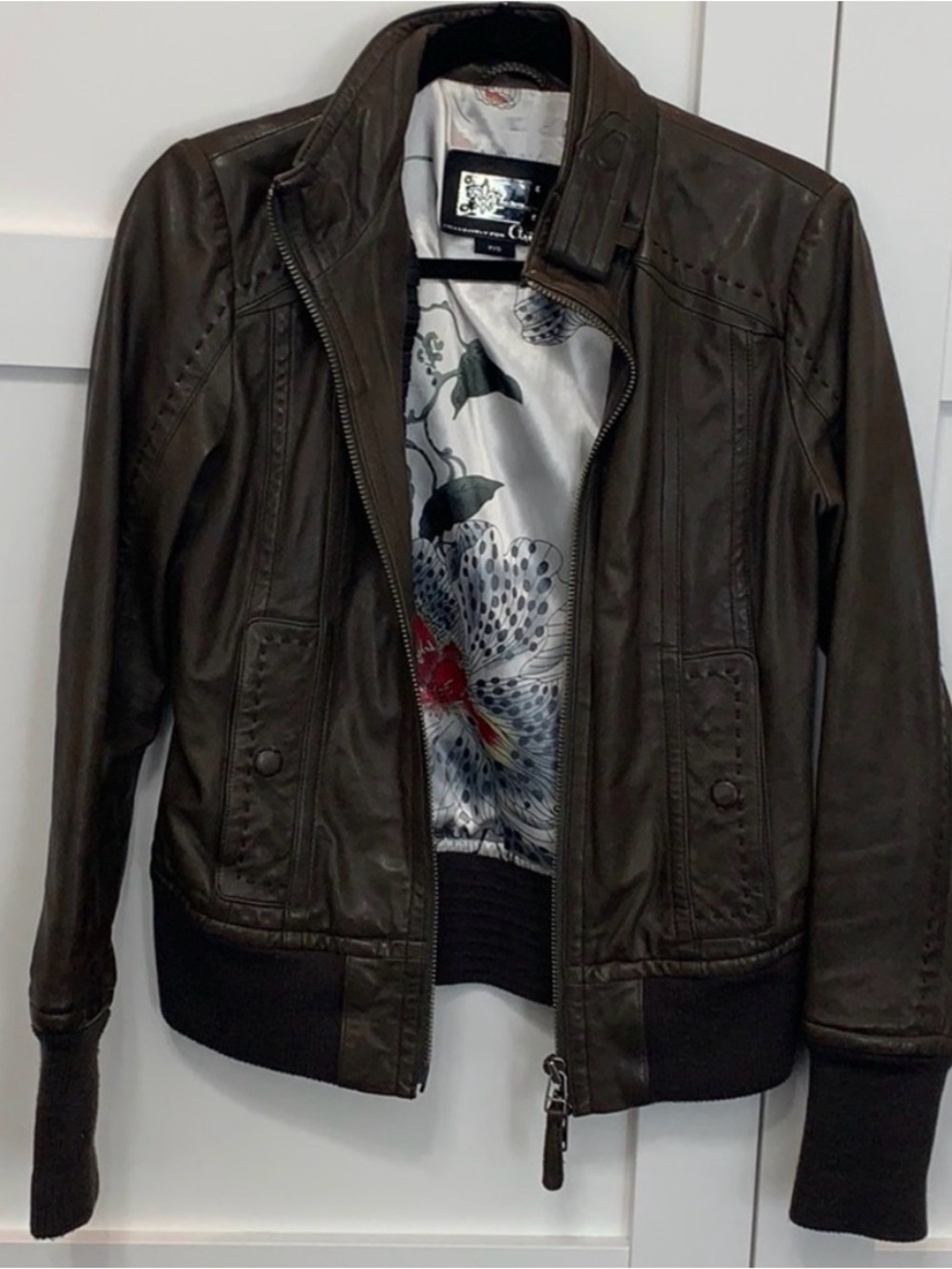 Mackage Jacket Olive Brown Leather Bomber Jacket Made for Aritzia Size S